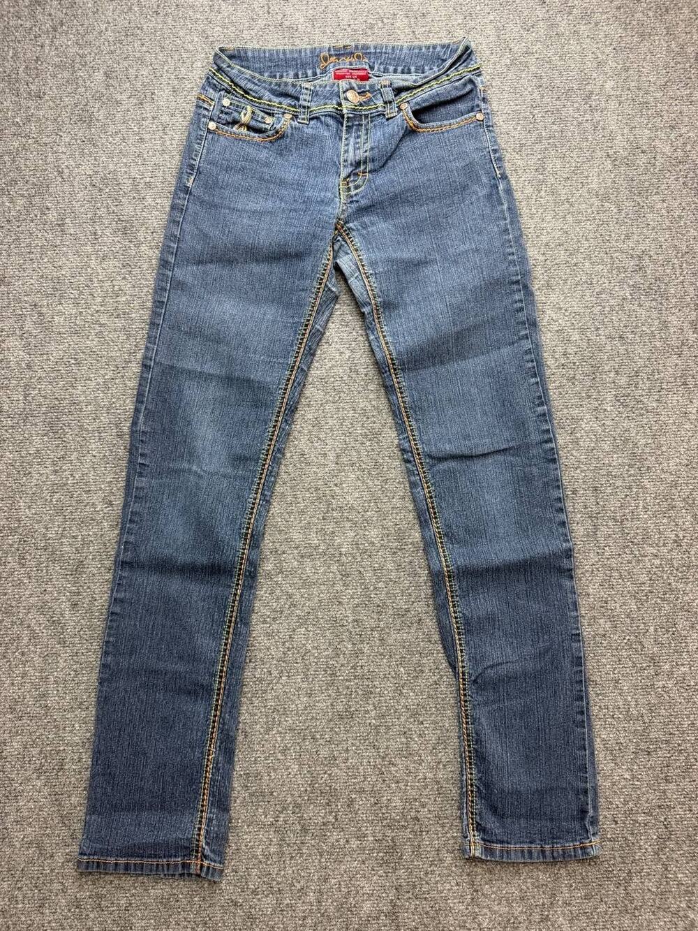 Y2K Jenny Do Jeans Women’s Size 5/6 Low Rise Bootcut Rainbow Stitch Stretch